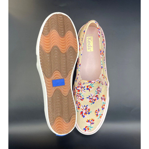 Keds Double Decker Tan Spring Floral Canvas Slip-On Sneakers Size 7.5 - Picture 4 of 9